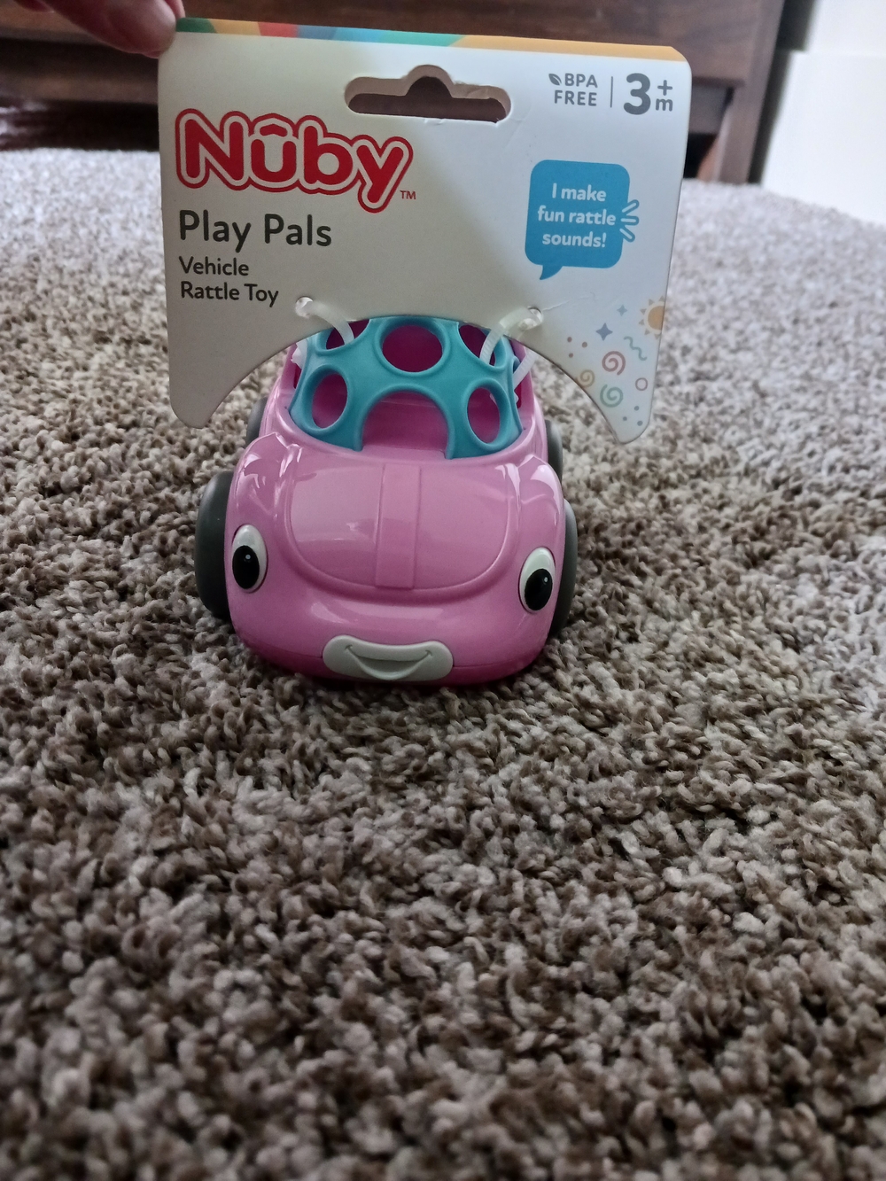 NWT Nuby Play Pals Pink Vehicle Rattle Toy